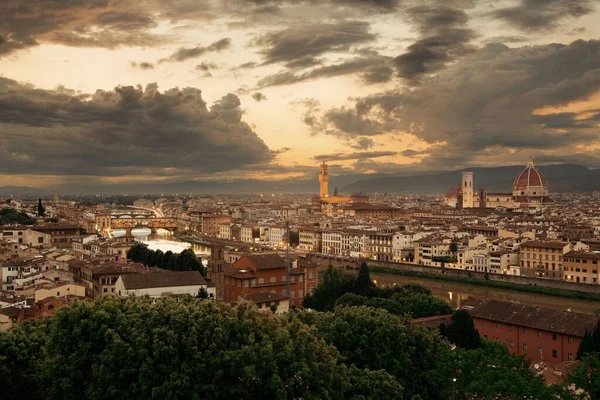 Florencie Panorama Pohled Piazzale Michelangelo Při Západu Slunce — Stock fotografie