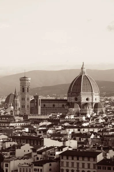 Cathédrale Florence Avec Horizon Ville Vue Piazzale Michelangelo Noir Blanc — Photo