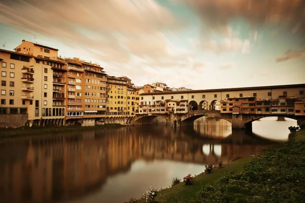 Понте Веккіо Над Річкою Арно Флоренції Світанку — стокове фото