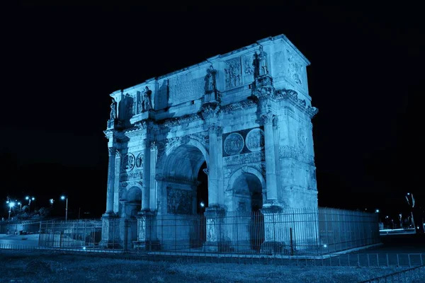 Arco Constantino Roma Por Noche Italia —  Fotos de Stock