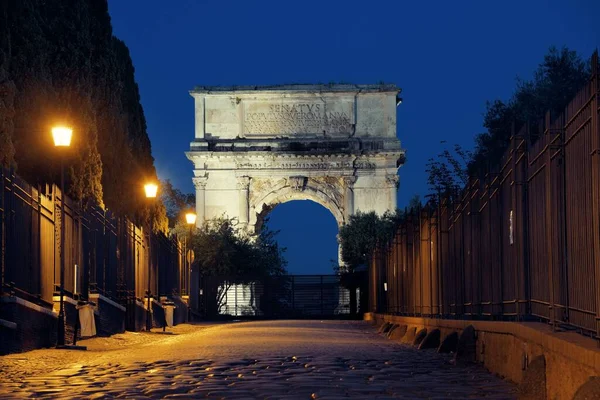 Arco Tito Arco Tito Noite Roma Itália — Fotografia de Stock