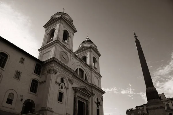 Trinita Dei Monti Kerk Bovenop Spaanse Trappen Rome Italië — Stockfoto