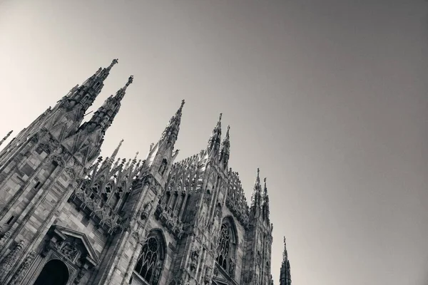 意大利米兰大教堂的特写镜头 图案精美 雕塑精美 — 图库照片