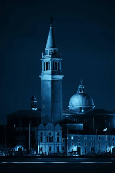 San Giorgio Maggiore Kerk Nachts Venetië Italië — Stockfoto