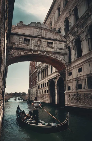 Pont Des Soupirs Comme Célèbre Monument Gondole Venise Italie — Photo