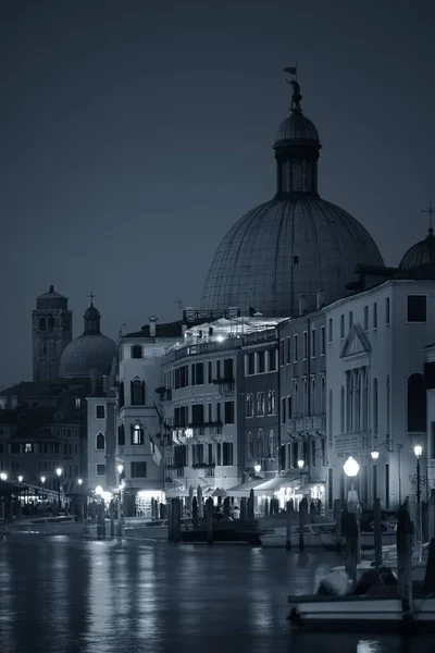 Venezia Vista Sul Canale Notte Con Chiesa San Simeone Piccolo — Foto Stock