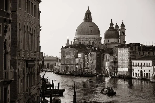 Iglesia Santa Maria Della Salute Vista Gran Canal Monocromo Con — Foto de Stock