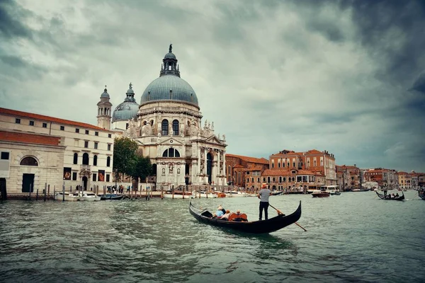 Góndola Iglesia Venecia Santa Maria Della Salute Canal Italia — Foto de Stock