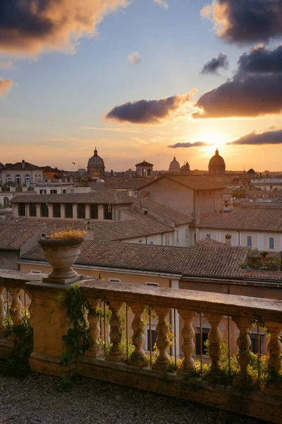 Rome Vue Sur Toit Avec Architecture Antique Italie Coucher Soleil — Photo