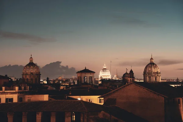 Roma Vista Para Telhado Com Arquitetura Antiga Itália Pôr Sol — Fotografia de Stock