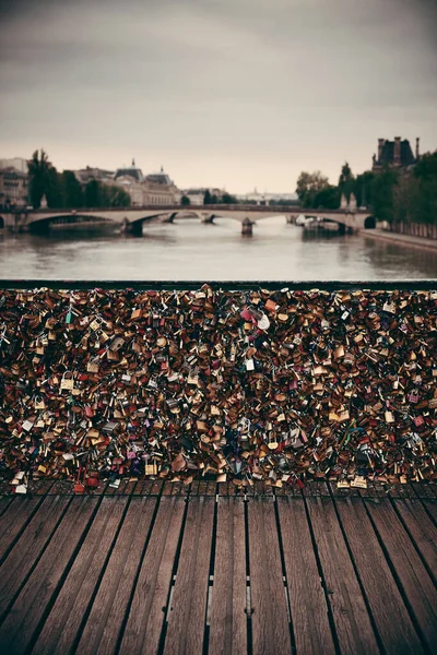 Enorme Hoeveelheid Hangsloten Brug Seine Parijs — Stockfoto