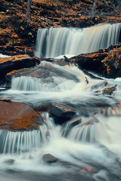 Cascades Automne Dans Parc Avec Feuillage Coloré — Photo