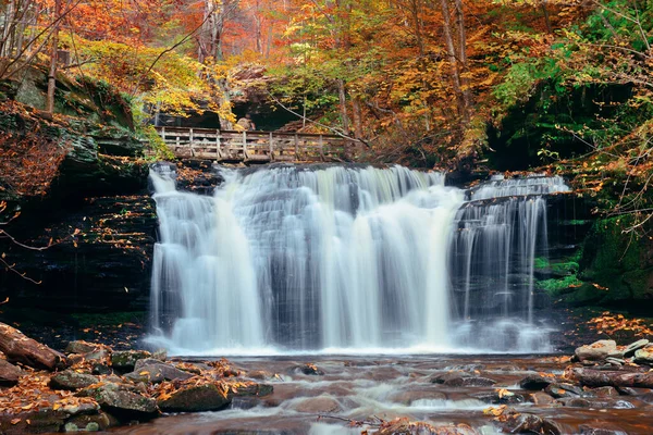 Осенние Водопады Парке Красочной Листвой — стоковое фото