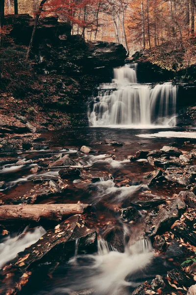 Herbstliche Wasserfälle Park Mit Buntem Laub — Stockfoto