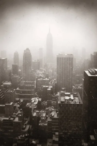 Stadtansichten Von New York City Mit Historischer Architektur Winterschneesturm — Stockfoto