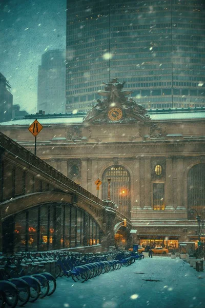 New York Şehri Grand Central Stasyonu Kar Sokağı Manzaralı — Stok fotoğraf