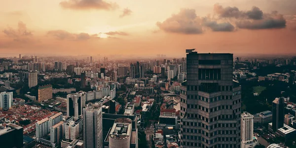 Singapore Vista Panoramica Con Grattacieli Urbani Tramonto — Foto Stock