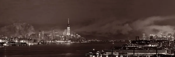 Небоскрёбы Манхэттена Нью Джерси Ночью — стоковое фото