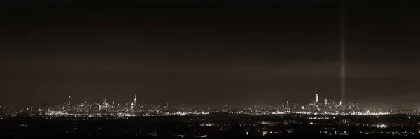 New York City Skyline Bei Nacht Panorama Und September Tribut — Stockfoto