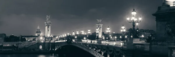 Alexandre Iii Bridge Night View Panorama Caponomy Paris France — стокове фото