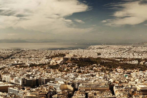 Ουρανοξύστης Αθηνών Από Λυκαβηττό Ακρόπολη — Φωτογραφία Αρχείου