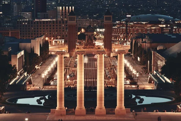 Histórica Vista Panorámica Placa Espanya Atardecer Barcelona España — Foto de Stock