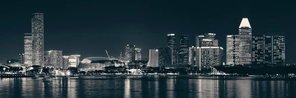 Singapore Skyline Natten Med Urbana Byggnader — Stockfoto