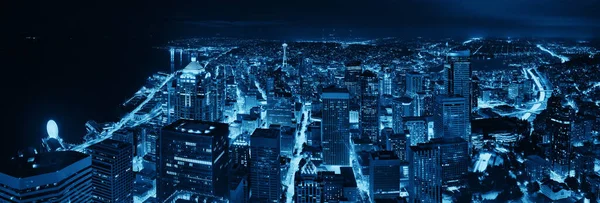 Панорама Сіетла Міською Архітектурою Вночі — стокове фото