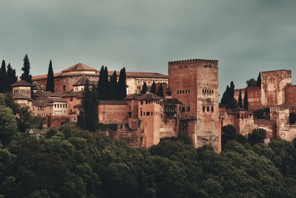 Granada Alhambra Spanya Daki Dağın Üzerinden Panoramik Manzara — Stok fotoğraf