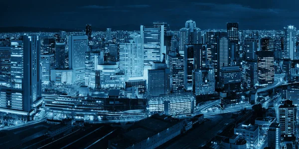Osaka Urban City Night Panorama Rooftop View Japan — Stock Photo, Image