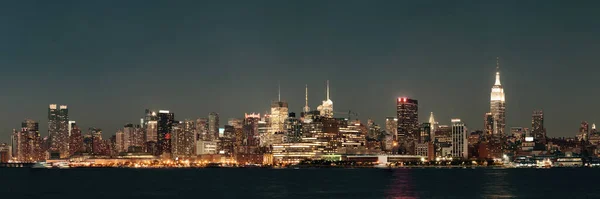 Midtown Manhattan Skyline Vid Skymningen Panorama Över Hudson River — Stockfoto