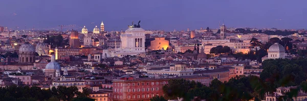 Rome Rooftop Panorama View Skyline Ancient Architecture Italy Night — Stock Photo, Image