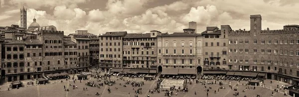 Edifícios Antigos Piazza Del Campo Vista Panorâmica Siena Itália — Fotografia de Stock