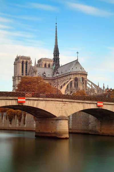 Rio Sena Paris Com Catedral Notre Dame Ponte França — Fotografia de Stock