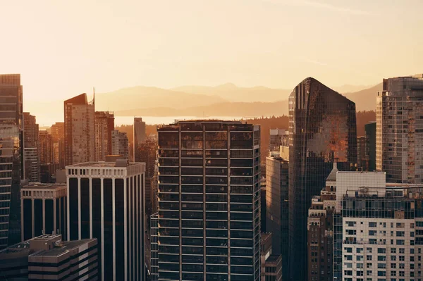 Vue Sur Toit Vancouver Avec Des Architectures Urbaines Coucher Soleil — Photo