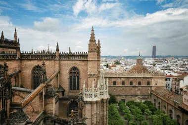 Seville, İspanya 'daki Sevilla Katedrali' nin Saint Mary Katedrali..