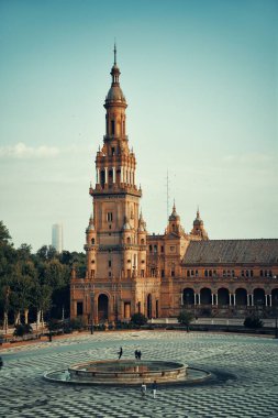 İspanya 'nın Sevilla şehrinde Plaza de Espana ya da İspanya Meydanı yakın çekim görüntüsü