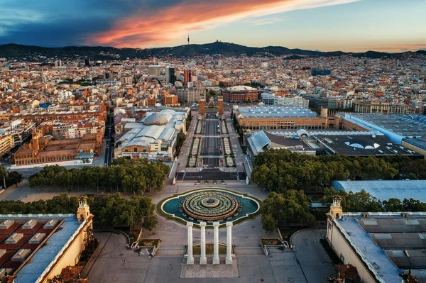 西班牙巴塞罗那埃斯帕纳广场的空中景观 — 图库照片