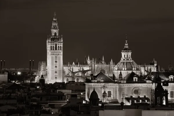 Sevilla Natt Takterrass Med Katedralen Saint Mary See Eller Sevilla — Stockfoto