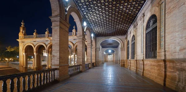 Plaza Espana Eller Spanien Square Närbild Natten Sevilla Spanien — Stockfoto