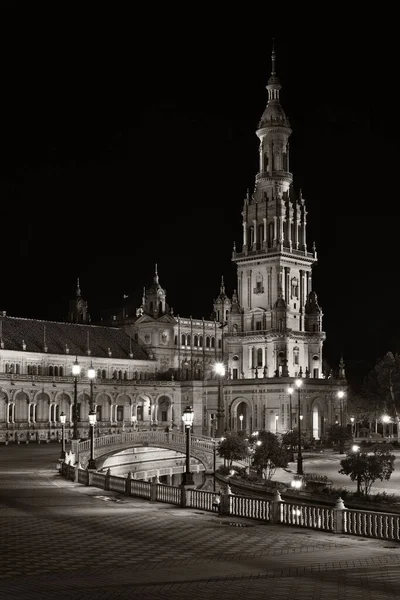 Plaza Espana Het Plein Van Spanje Nachts Sevilla Spanje — Stockfoto