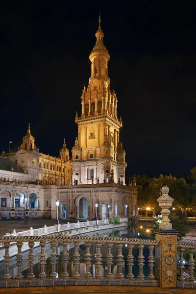 Plaza Espana Het Plein Van Spanje Nachts Sevilla Spanje — Stockfoto