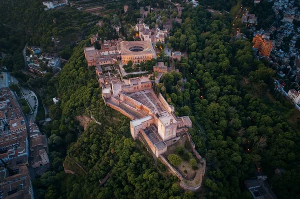 Vista Aérea Alhambra Com Edifícios Históricos Granada Espanha — Fotografia de Stock