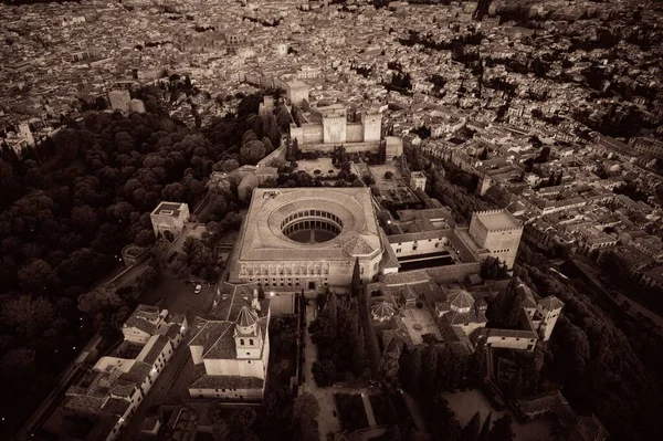 Vista Aérea Alhambra Com Edifícios Históricos Granada Espanha — Fotografia de Stock