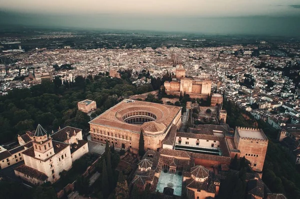 Luftutsikt Över Alhambra Med Historiska Byggnader Granada Spanien — Stockfoto