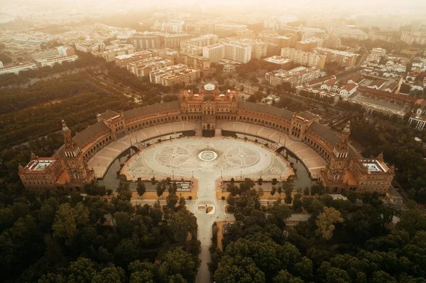 Plaza Espana Πλατεία Ισπανία Αεροφωτογραφία Στη Σεβίλλη Ισπανία — Φωτογραφία Αρχείου