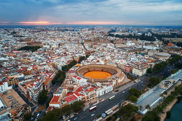 Plaza Toros Real Maestranza Caballera Sevilla Vista Aérea Espanha — Fotografia de Stock