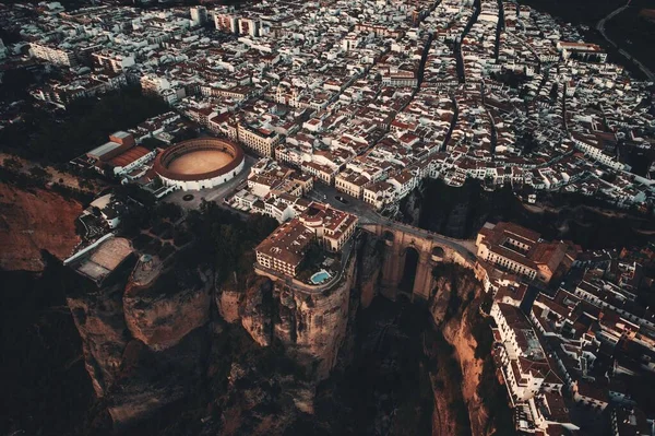 Ronda Vista Aerea Con Vecchi Edifici Spagna — Foto Stock