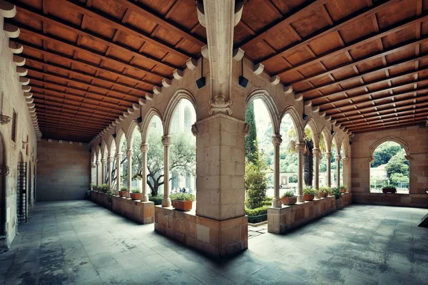 Chodník Santa Maria Montserrat Abbey Barceloně Španělsko — Stock fotografie