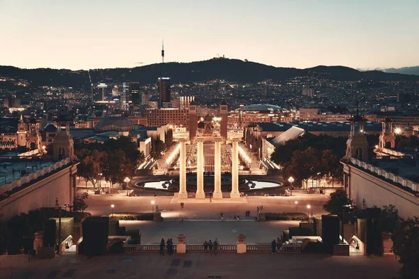 Ορόσημο Placa Espanya Πανοραμική Θέα Στο Σούρουπο Στη Βαρκελώνη Της — Φωτογραφία Αρχείου